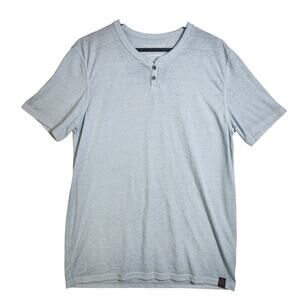 Lucky Brand Venice Burnout Tee Sz M Light Blue Henley Mens Thin Lightweight Soft